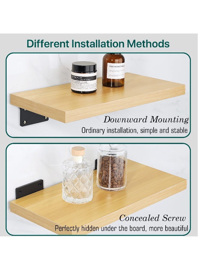 SYOSI 2 Pcs Heavy Duty Shelf Brackets, 8 Inch L-shaped Metal Shelf Bracket, Floating Wall Mounted Shelf Support, Black Industrial Shelf Bracket, Max Load 45KG/100LB (8 Inch/19cm) - Image 3