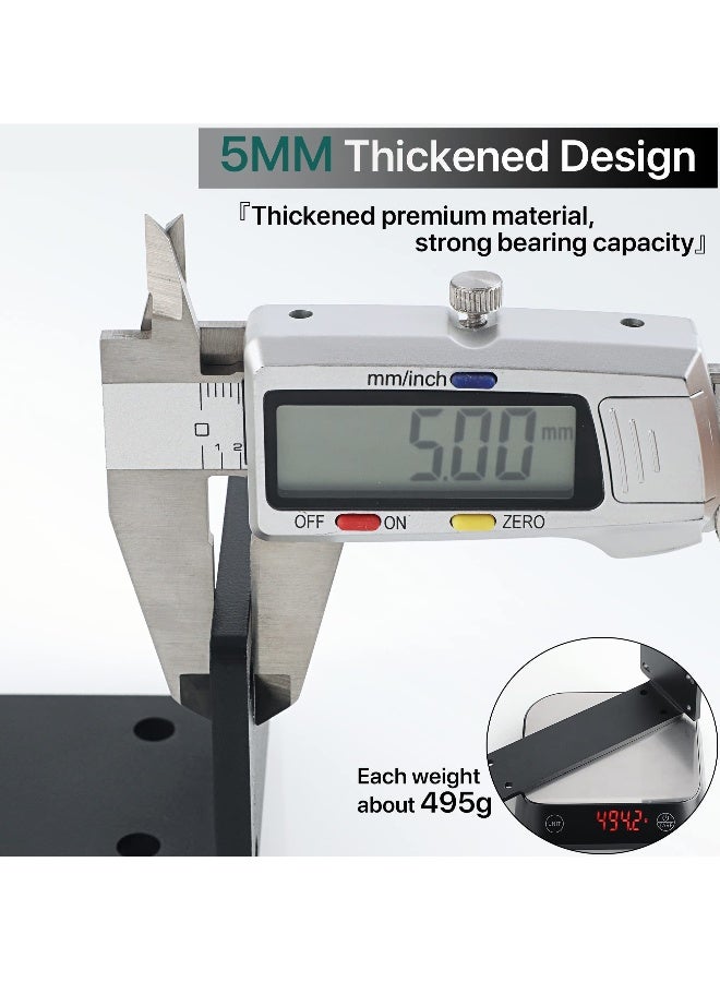 SYOSI 2 Pcs Heavy Duty Shelf Brackets, 8 Inch L-shaped Metal Shelf Bracket, Floating Wall Mounted Shelf Support, Black Industrial Shelf Bracket, Max Load 45KG/100LB (8 Inch/19cm) - Image 5