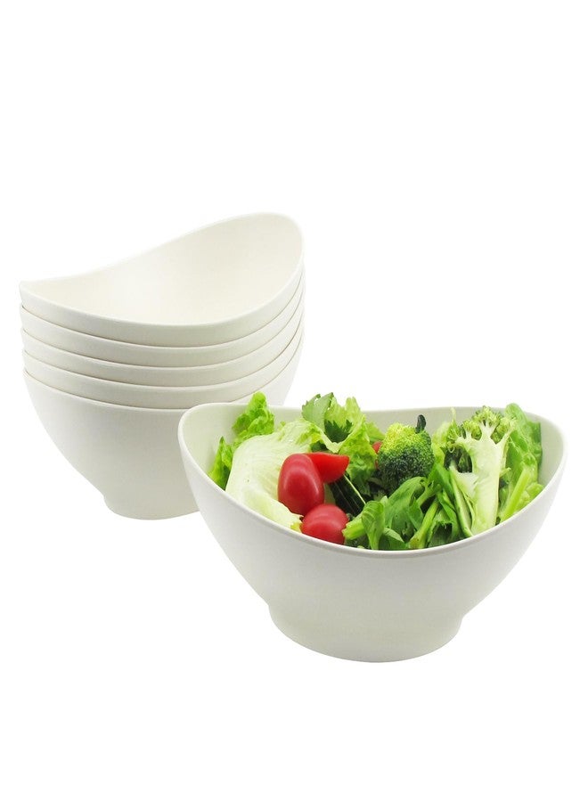 JOYMAY Oval Salad Bowls Set, 34oz Serving Bowls for Kitchen 8.8" Large Bowls for Soup, Oatmeal, Pasta, Snacks, Deep Soup Bowls Set for Salad, Fruit, Vegetable, Ramen, 6PC (White) - Image 1