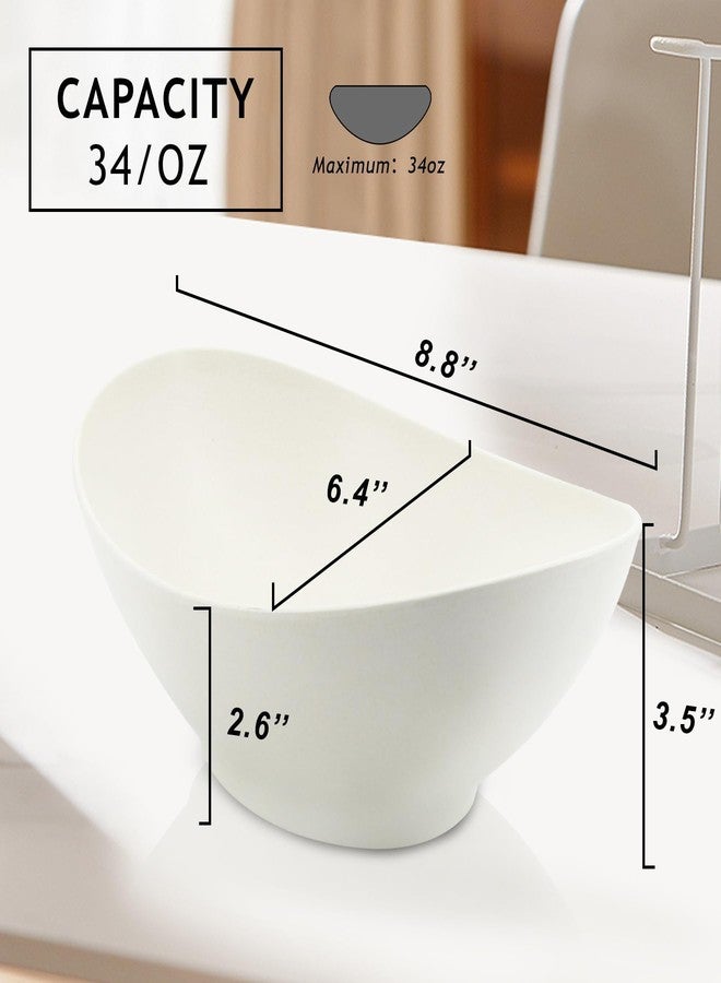 JOYMAY Oval Salad Bowls Set, 34oz Serving Bowls for Kitchen 8.8" Large Bowls for Soup, Oatmeal, Pasta, Snacks, Deep Soup Bowls Set for Salad, Fruit, Vegetable, Ramen, 6PC (White) - Image 4