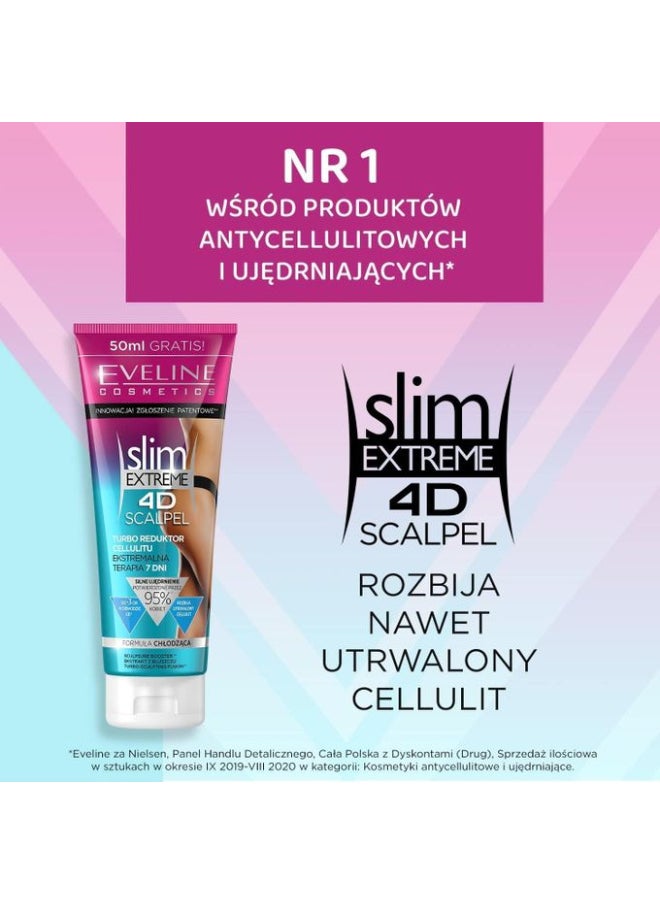 Eveline Cosmetics Slim Extreme 4D Scalpel 250 ml Turbo Cellulite Reducer Reduces Fat Layer Extreme Therapy 7 Days