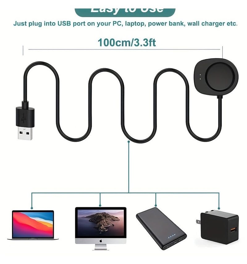 Black Charger Compatible With Amazfit Balance T Rex 3 3.3ft - Image 4