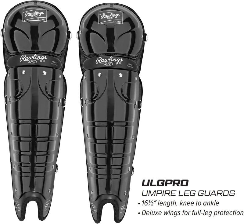 Rawlings | ULGPRO Umpire Leg Guards | 17.5" | Black - Image 3