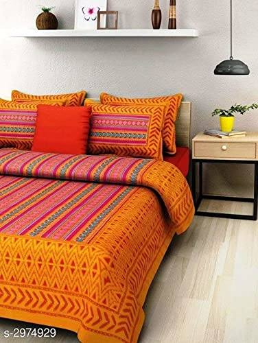 BedZone 100% Cotton Rajasthani Jaipuri Traditional Floral King Size Double Bedsheet with 2 Pillow Covers - Multicolor (Double) - Image 5