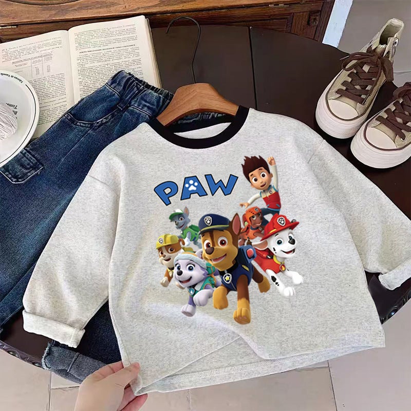 Boys' Cotton Base Shirt Children'S Long-Sleeved T-Shirt Top Children'S Crewneck Trendy Children'S Wear - Image 5
