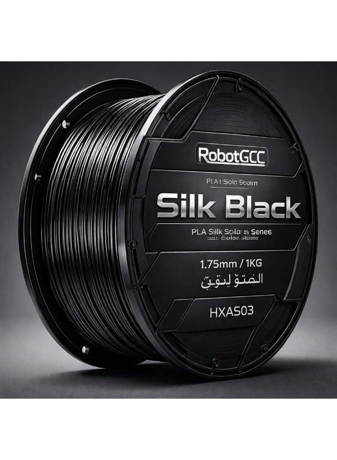 robotgcc PLA Silk Black 1.75mm 3D Printing Material 1KG Spool for FDM 3D Printer Glossy Finish Smooth Extrusion Stable Diameter Low Warping Strong Layer Adhesion Easy Print High Precision Consistent Flow Decorative Models DIY Projects Premium Surface Effect - Image 2