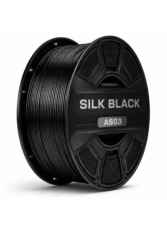 robotgcc PLA Silk Black 1.75mm 3D Printing Material 1KG Spool for FDM 3D Printer Glossy Finish Smooth Extrusion Stable Diameter Low Warping Strong Layer Adhesion Easy Print High Precision Consistent Flow Decorative Models DIY Projects Premium Surface Effect - Image 1