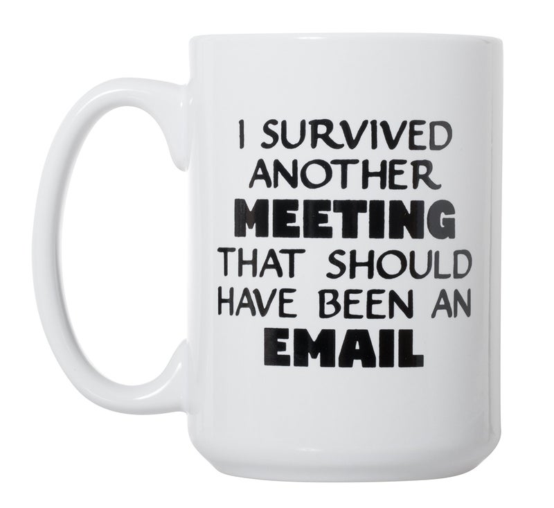 Artisan Owl I Survived Another Meeting That Should Have Been An Email Mug 15oz Funny Tea Coffee Cup for Work From Home Office