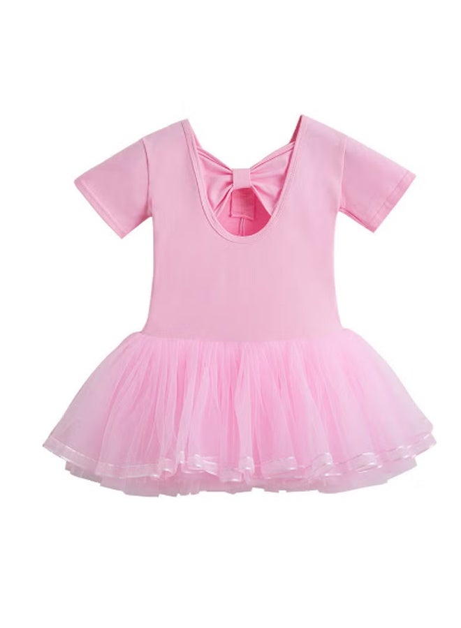 Girls Ballet Dresses Leotards with Skirt Dance Dress Short sleeve Ballerina Tutu Outfit Cotton Dress Ballet Skirt Mini Skirt Princess Dresses Dance Wear Clothes for Little Girl  （110cm） - Image 1