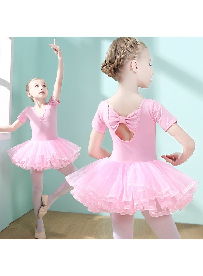 Girls Ballet Dresses Leotards with Skirt Dance Dress Short sleeve Ballerina Tutu Outfit Cotton Dress Ballet Skirt Mini Skirt Princess Dresses Dance Wear Clothes for Little Girl  （110cm） - Image 2
