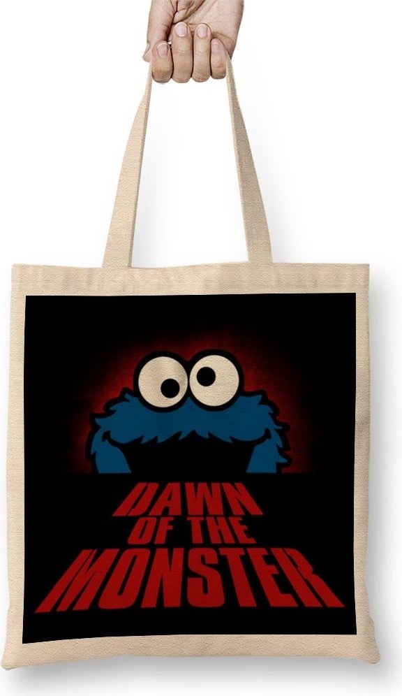 Baskı Dükkanı Print Shop Cookie Monster 01 Cloth Bag Long Handle 