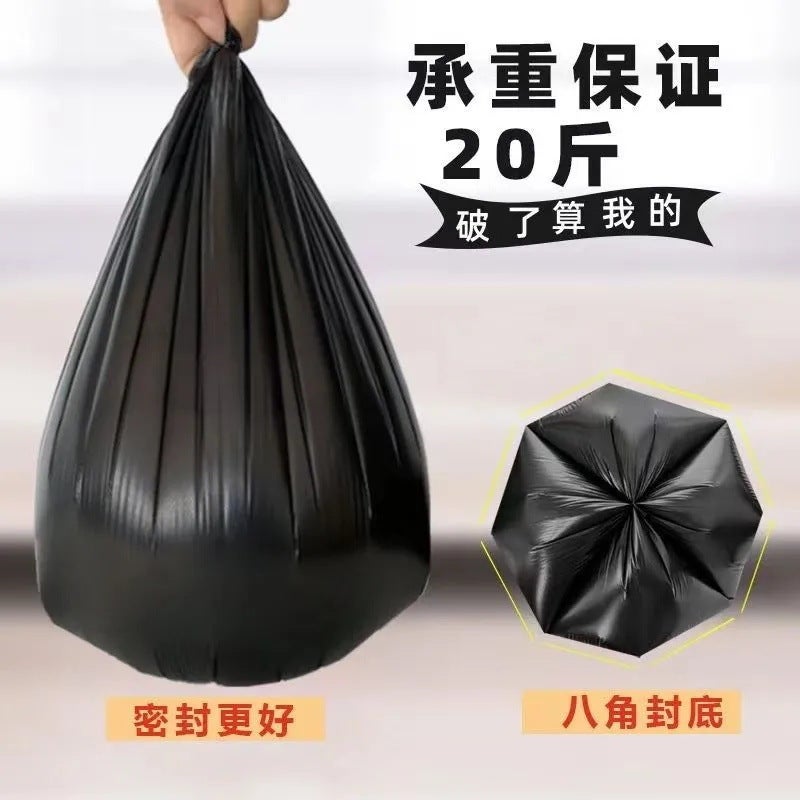 Disposable Rolled Black Garbage Bag Point-Break Flat Mouth Large Thickeneded Property Commercial Whole Box - Image 3
