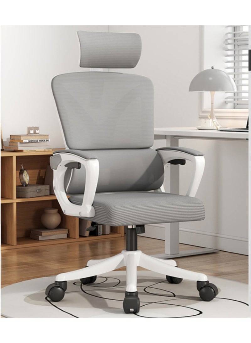 بينغ جنرال كرسي مكتب متوافق مع هندسة بشرية مع إطار أبيض مع شبكة رمادية - Image 1