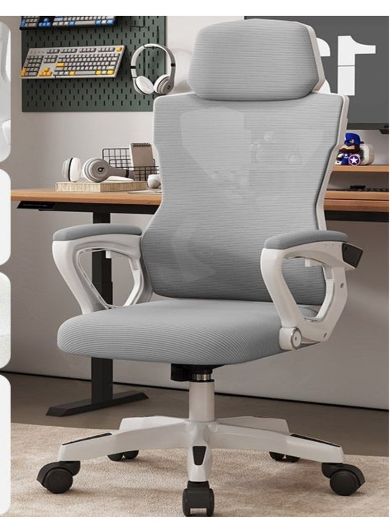 بينغ جنرال كرسي مكتب متوافق مع هندسة بشرية مع إطار أبيض مع شبكة رمادية - Image 2