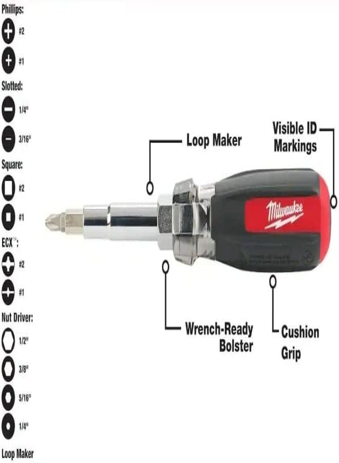 ميلواكي مفك براغي ميلووكي متعدد الرؤوس ١١ في ١ مع رؤوس مربعة ومجموعات مفكات براغي متعددة الرؤوس ١٣ في ١ بمقبض مبطن (٤٨-٢٢-٢٨٨٠-٢٧٦١)، أحمر (٤٨-٢٢-٢٣٠٢-٢٨٨٠-٢٧٦١) - Image 5