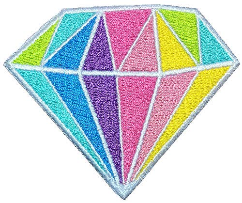 Papapatch Colorful Rainbow Diamond Jewel Gem Precious Stone Embroidered Sew on Iron on Patch ColorfulDiamond