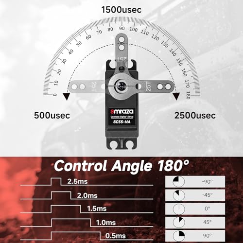 Smraza 45KG Coreless Servo Motor High Torque Steering: Smraza 8.4V Waterproof Servo Digital Stainless Steel Gear Servo for RC 1/10 1/8 1/12 Scale Car Truck Crawler/Robot/Boat with 25T Servo Horn（180°） - Image 4