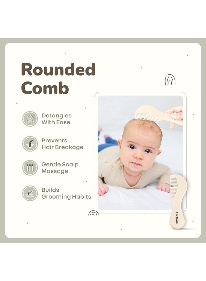 R for Rabbit فرشاة ومشط شعر الأطفال ستايلو تايني تورلز للمولودين، مجموعة العناية بالشعر للأطفال مناسبة للسفر للمولودين، الرضع من عمر 0+ أشهر (بيج) - Image 3