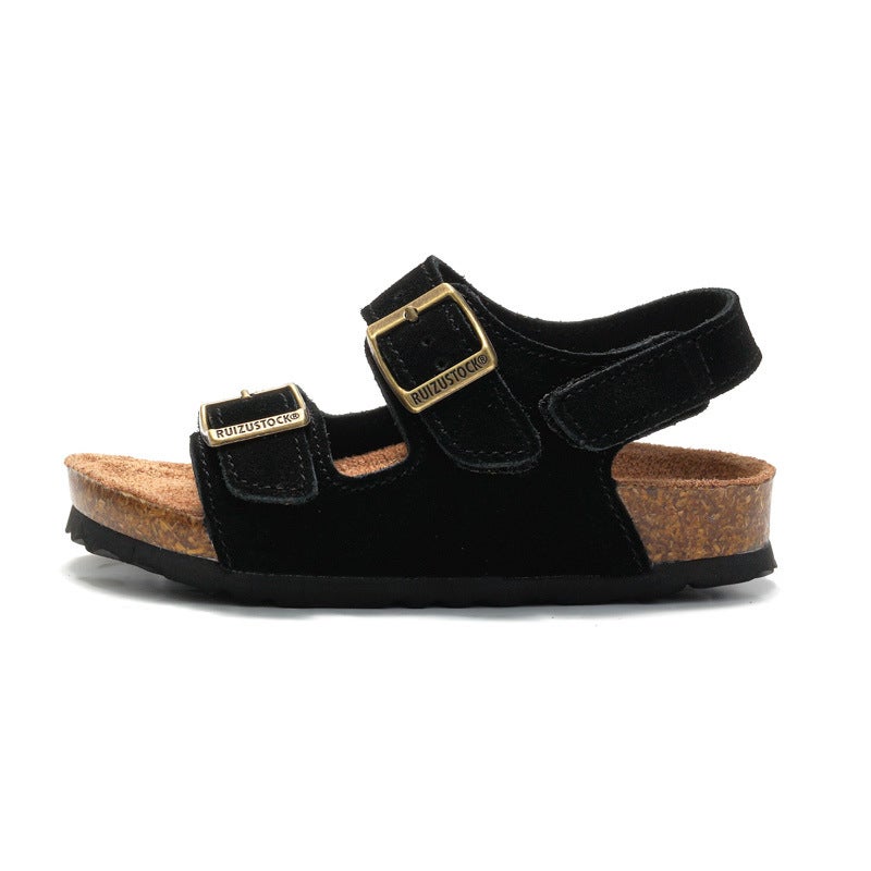 Ruizustock Spring New Kidsren'S Frosted Cork Sandals Boys Beach Shoes Girls Student Slippers Outdoor - Image 1