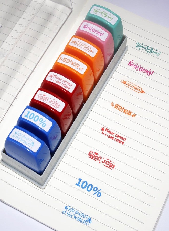 WAFJAMF Teacher Stamps for Grading 8-Pack Self-Inking Teacher Stamp School Stamp for Homework Reward Grade Papers Motivate Students - Image 4