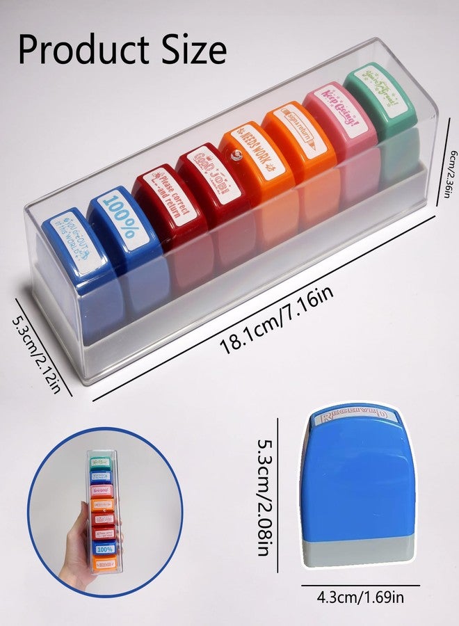 WAFJAMF Teacher Stamps for Grading 8-Pack Self-Inking Teacher Stamp School Stamp for Homework Reward Grade Papers Motivate Students - Image 2