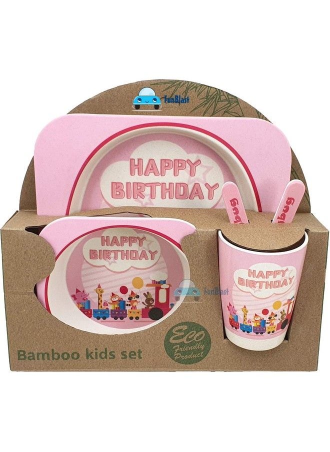 FunBlast - Bamboo Fibre Kids Crockery Set Dining Set Feeding Set For Babies New Born Baby Utensils And Dishes Kids Infant Multi Color - Image 1