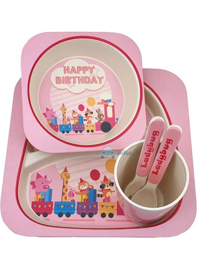 FunBlast - Bamboo Fibre Kids Crockery Set Dining Set Feeding Set For Babies New Born Baby Utensils And Dishes Kids Infant Multi Color - Image 1