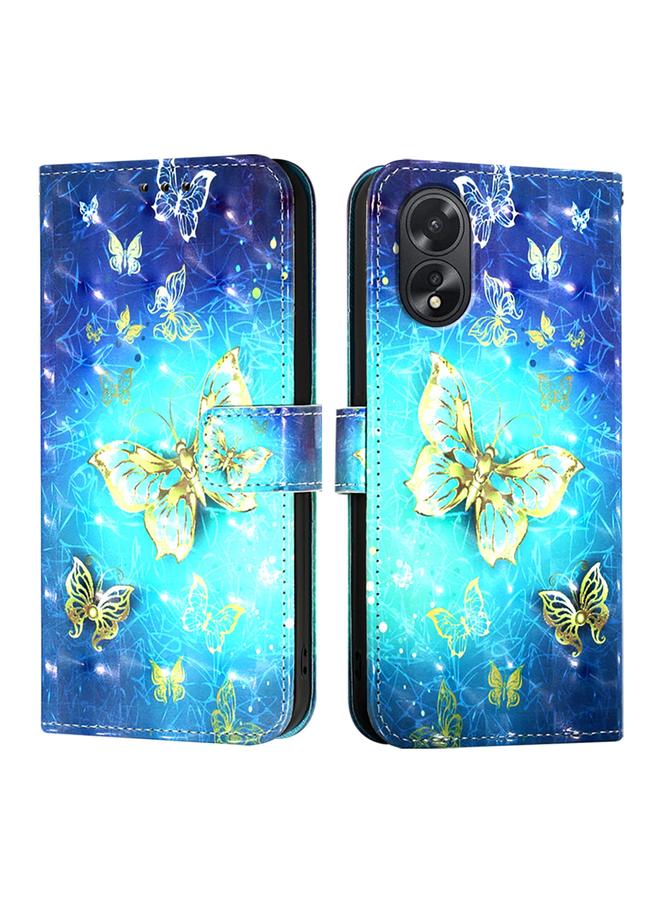 اس-توب جراب لهاتف OPPO A38 4G / A18 4G جراب هاتف جلدي عالمي ثلاثي الأبعاد أفقي قابل للطي - Image 2