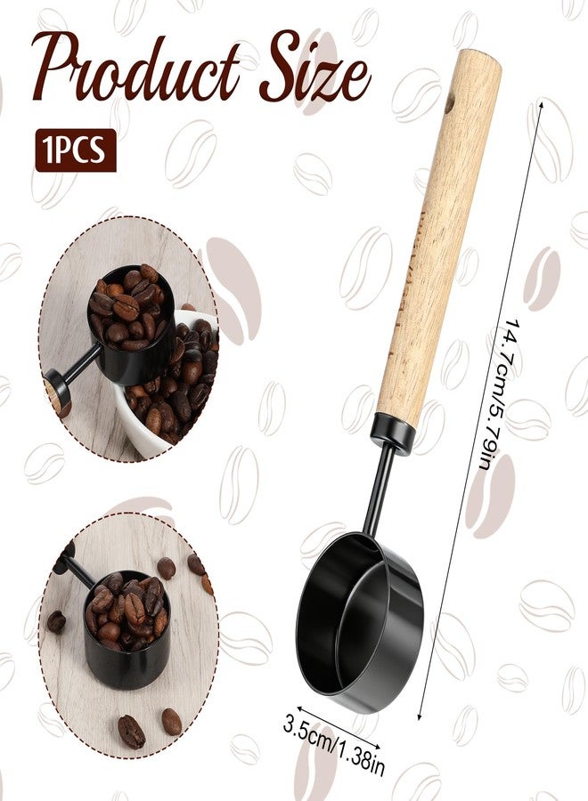 Xyembu Stainless Steel Wood 1 Teaspoon Scoop, Wood Long Handle Coffee-Bean Scoops, 1 Tablespoon Coffee Scoop, Measuring Scoops for Coffee, Tea, Spices (Black, 15ML, 6 Inch) - Image 2