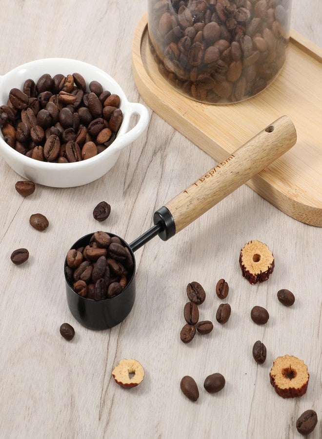 Xyembu Stainless Steel Wood 1 Teaspoon Scoop, Wood Long Handle Coffee-Bean Scoops, 1 Tablespoon Coffee Scoop, Measuring Scoops for Coffee, Tea, Spices (Black, 15ML, 6 Inch) - Image 4
