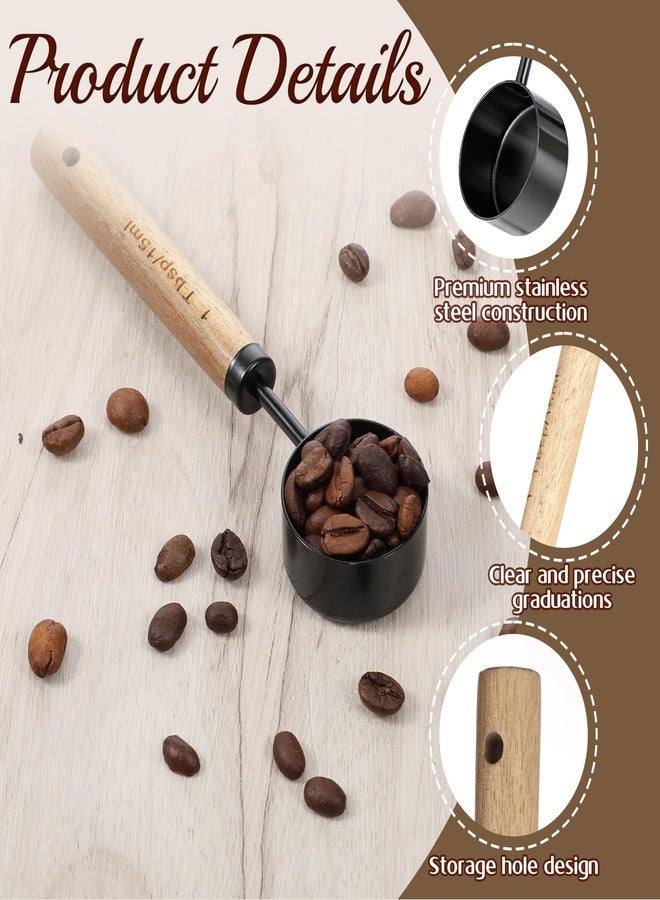 Xyembu Stainless Steel Wood 1 Teaspoon Scoop, Wood Long Handle Coffee-Bean Scoops, 1 Tablespoon Coffee Scoop, Measuring Scoops for Coffee, Tea, Spices (Black, 15ML, 6 Inch) - Image 3