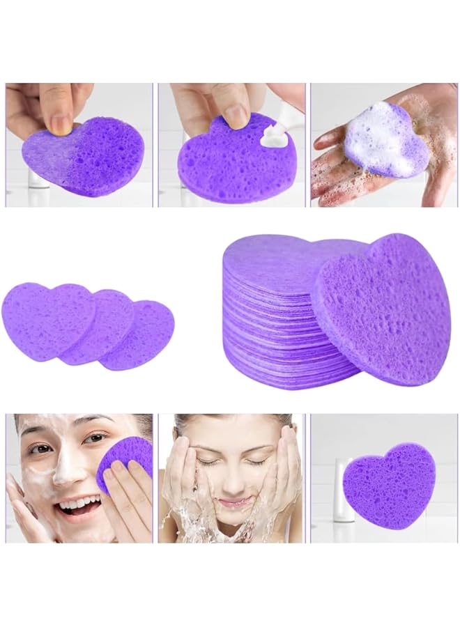 erorex Compressed Facial Sponges Magic Mask Remover Sponge Heart Shaped Sponge For Face Cleansing - Image 4