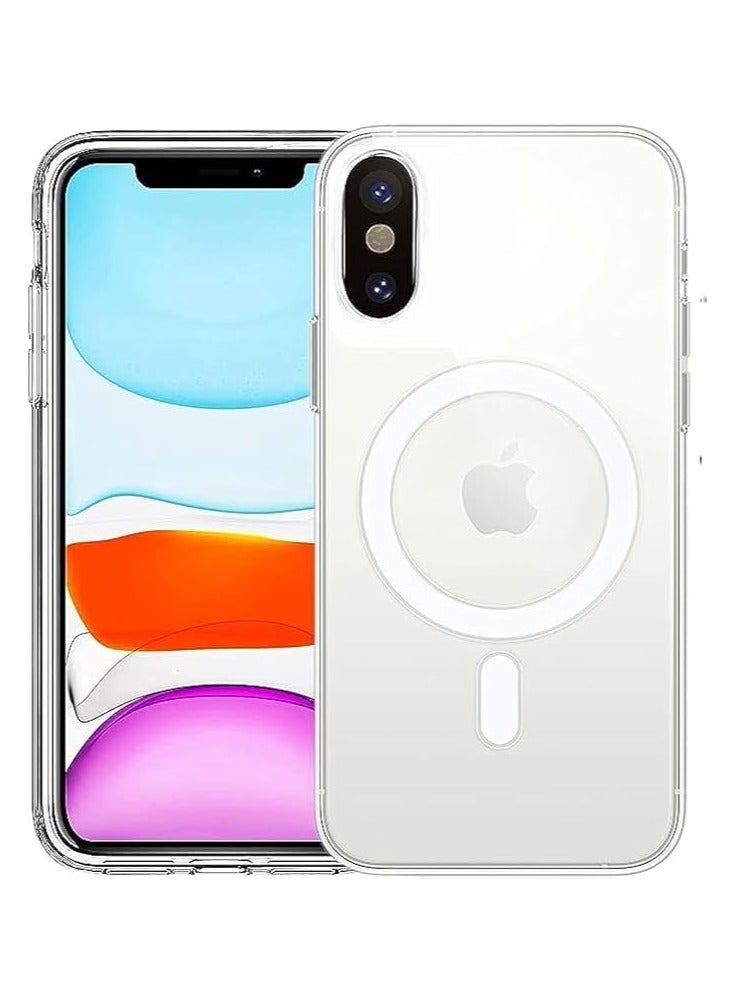 Clear Magnetic Case for iPhone XS Max with MagSafe Wireless Charging Shock Absorbing Soft Silicone TPU Slim Thin Anti-Scratch 6.5 inch Cover.