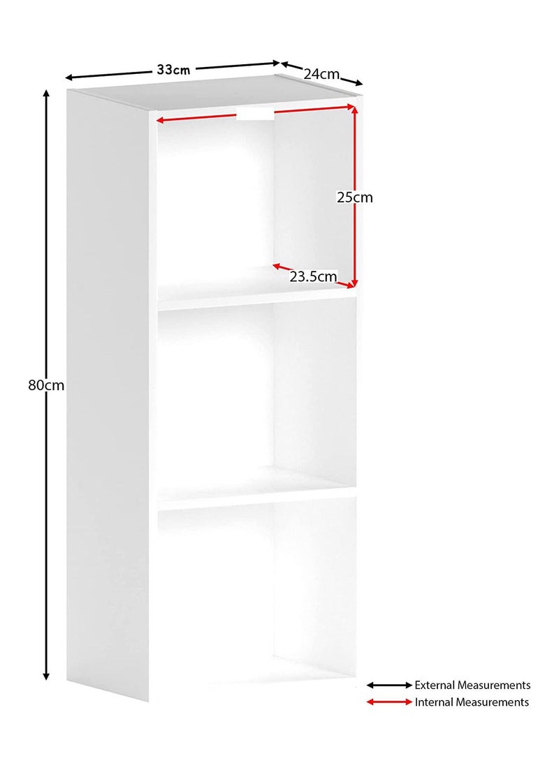 MODERN HOME - Bookcase and accessory Display Unit of wood 3Tier white - Image 1