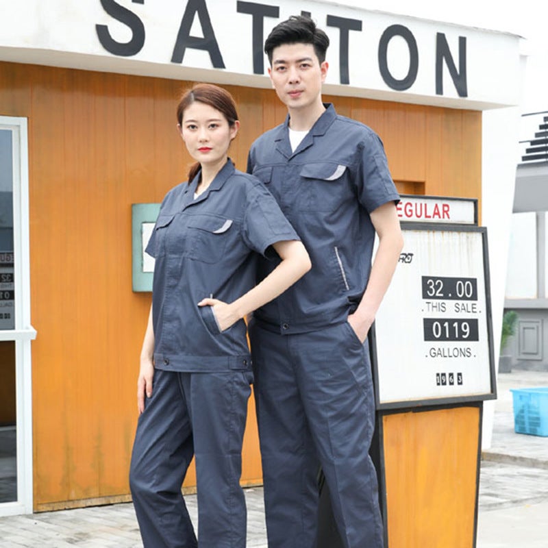 Workwear Welding Work Clothes Short Sleeve Suit Sweat-Absorbent Breathable Anti-Fouling Decontamination Workshop Half Sleeve Electrician Labor Protective Clothing - Image 5