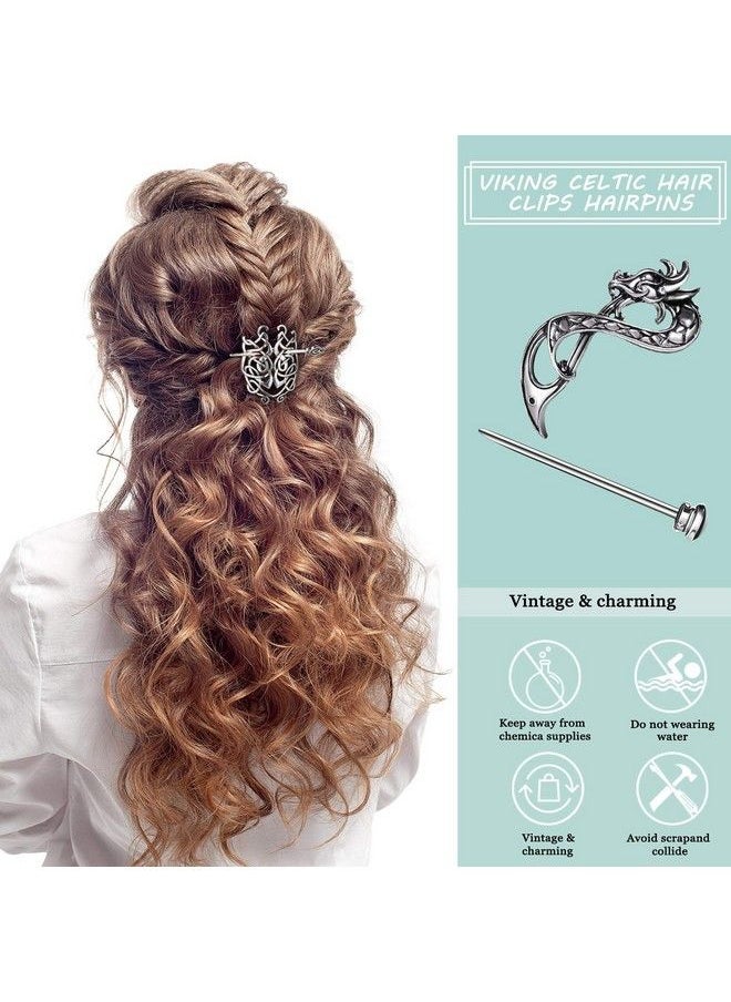 WILLBOND 2 Pcs Celtic Hair Accessories Dragon Hairpin Hair Sticks Triangle Clips Slide Pin Hair Stick Clips Celtic Knot Viking Jewelry For Women And Ladies  - Image 4