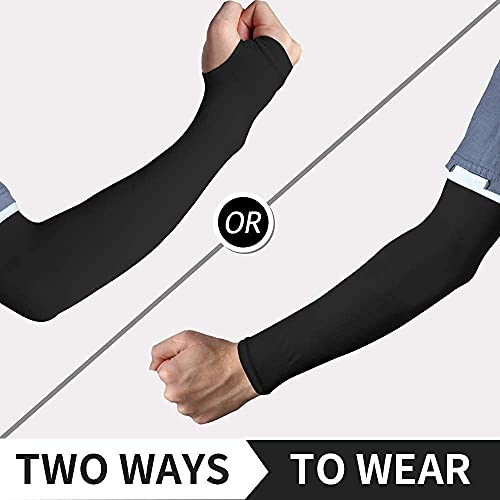 Winkelen Black Full Arm Sleeves Gloves With Thumb Hole | UV Fingerless Full Hand Gloves For Men's and Women's Driving Gloves | Dust & Sun Protective Cotton Socks Hand Sleeves, Hand Cover (1 Pair) - Image 4