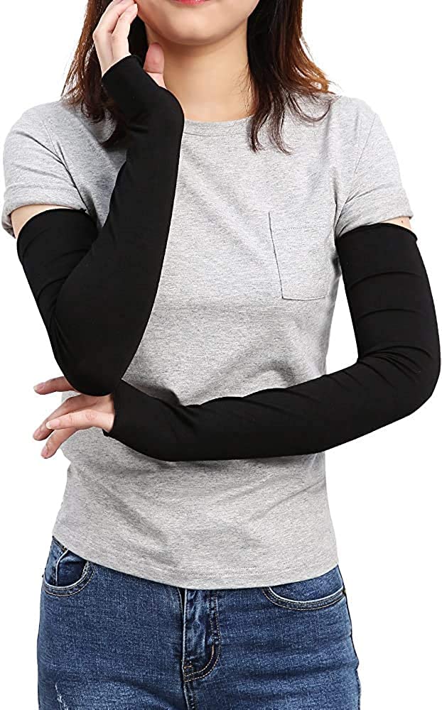 Winkelen Black Full Arm Sleeves Gloves With Thumb Hole | UV Fingerless Full Hand Gloves For Men's and Women's Driving Gloves | Dust & Sun Protective Cotton Socks Hand Sleeves, Hand Cover (1 Pair) - Image 2
