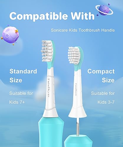 Futulkyus Kids Replacement Heads for Philips Sonicare: 3+ Years Old Children Soft Electric Toothbrush Compact Child Brush Head for Boys Girls, Blue 4 Pack - Image 3