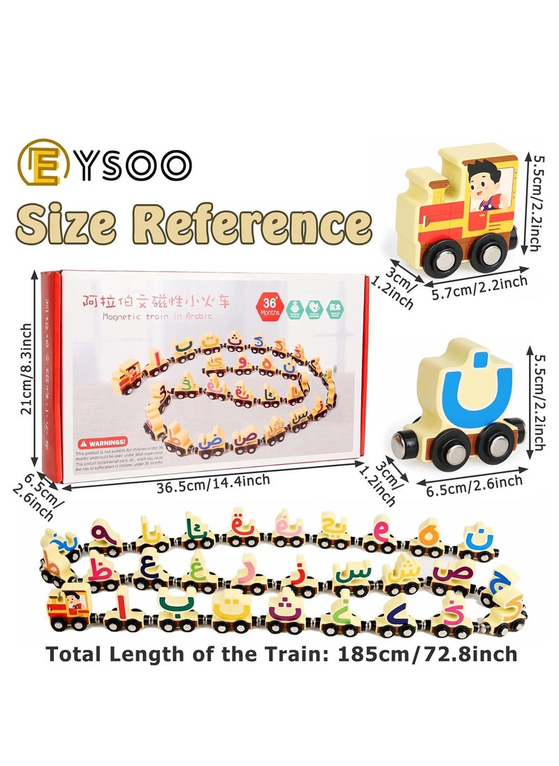 RATSAW Wooden Magnetic Train Toy 29 PCS Magnetic Train Set Wooden Alphabet Learning Toy Kids Wooden Train Toy Arabic Alphabet Train Toy Preschool Learning Toy for Toddlers Boys Girls  - Image 5