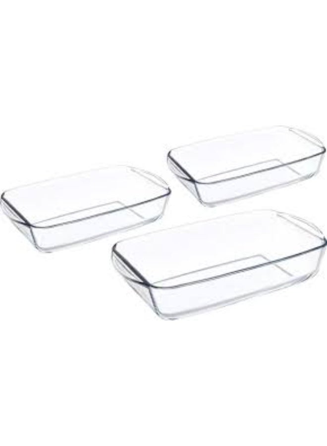 Borcam 159051 Paşabahçe Borcam Rectangular Tray 3 Pieces Set - Image 2