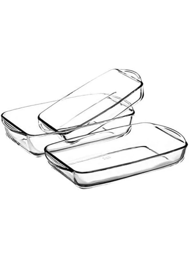 Borcam 159051 Paşabahçe Borcam Rectangular Tray 3 Pieces Set - Image 1