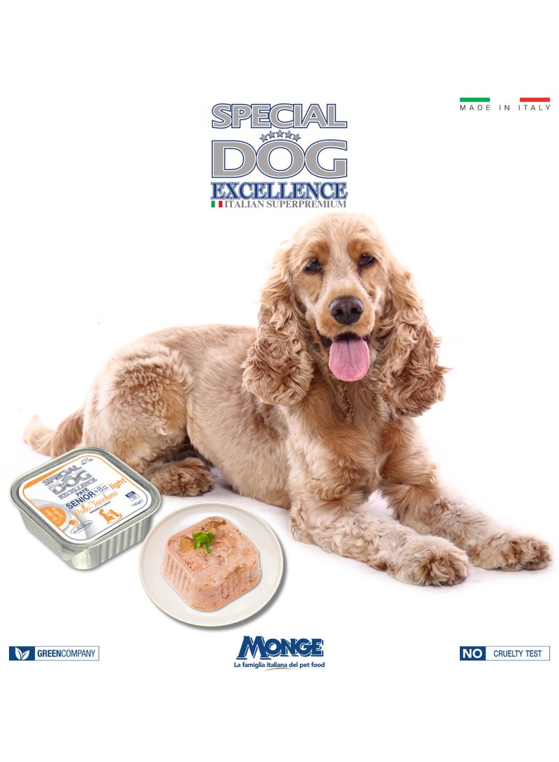 Monge Special Dog Excellence by Monge, Senior Light Dog Wet Food with Chicken & Turkey, Super Premium Complete Wet Dog Food, Patè in Alutray - Image 2