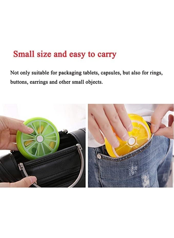 Pill Case - Portable, Rotating, Fruit-themed, 7-Compartment Pill Box for Weekly Medication Storage - 354 - Image 3