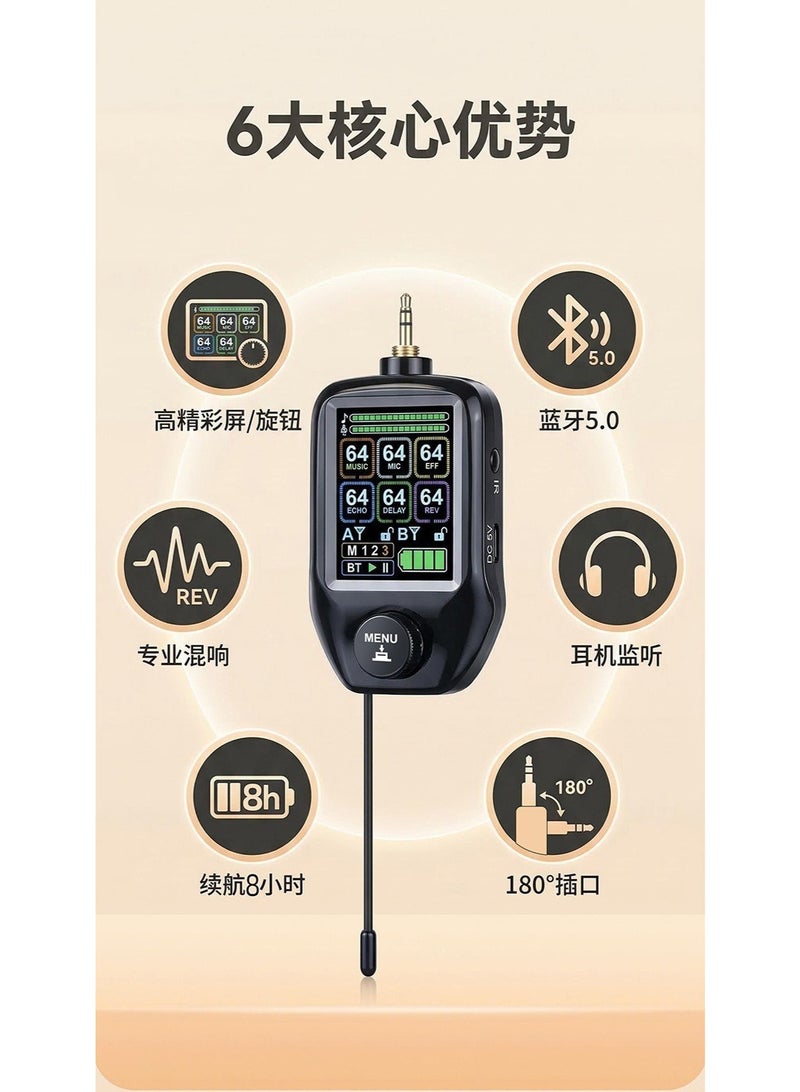 نظام الميكروفون اللاسلكي المحمول الرائد ZFSZ M510 - ميكروفون ذكي قابل لإعادة الشحن مزود بجهاز استقبال بشاشة LCD ملونة، مع جهاز تحكم عن بُعد لضبط الصدى/الترددات العالية/الترددات المنخفضة، مخصص للكاريوكي الاحترافي والفعاليات - Image 4