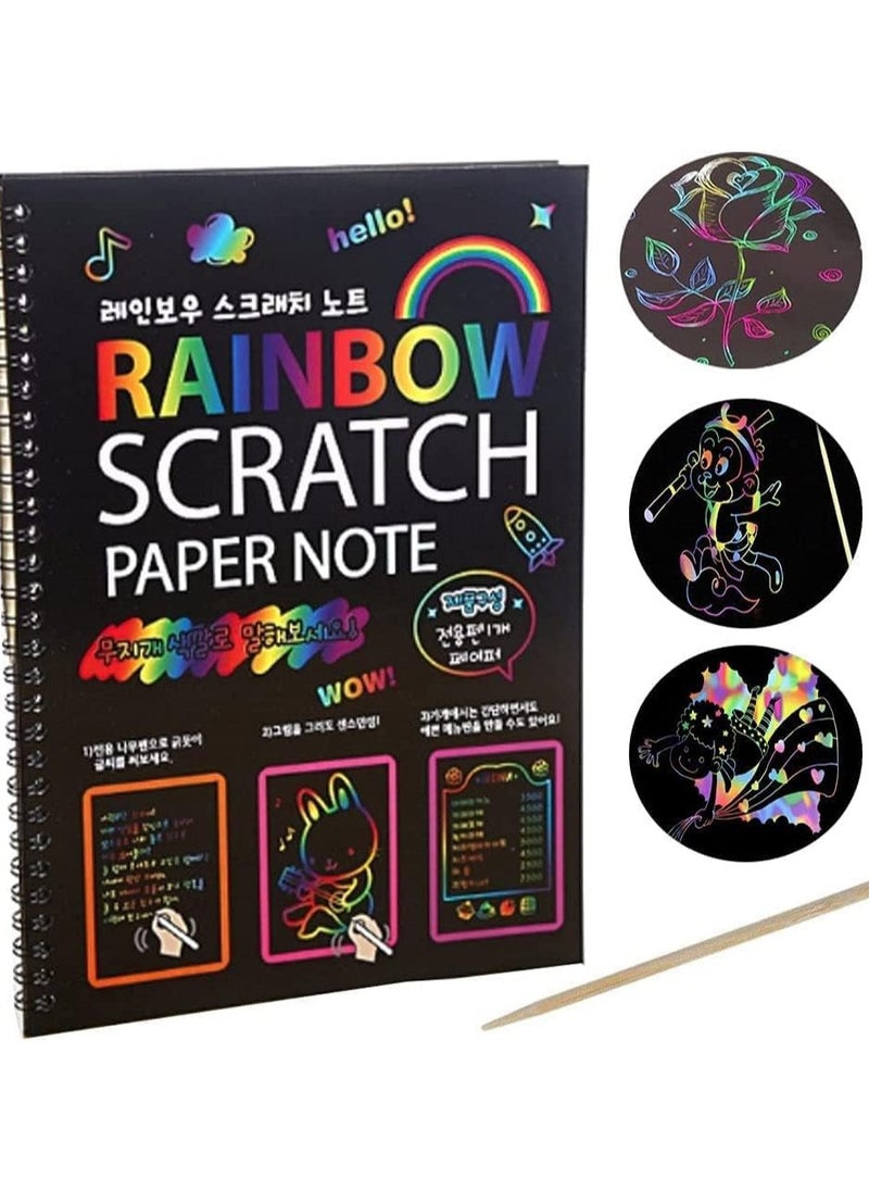 Generic - A scratch drawing notebook, featuring colorful magic scratch-off paper for children aged 3 to 12. The set includes drawing pads filled with vibrant colors that can be scratched off, making it ideal for arts, crafts, and creative activities. - Image 1
