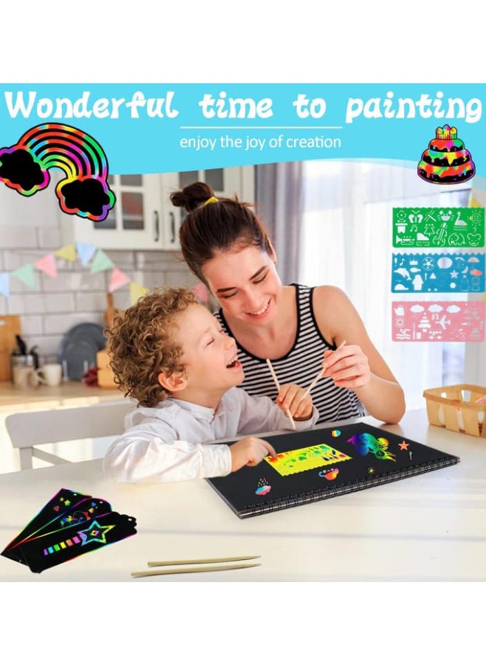 Generic - A scratch drawing notebook, featuring colorful magic scratch-off paper for children aged 3 to 12. The set includes drawing pads filled with vibrant colors that can be scratched off, making it ideal for arts, crafts, and creative activities. - Image 1