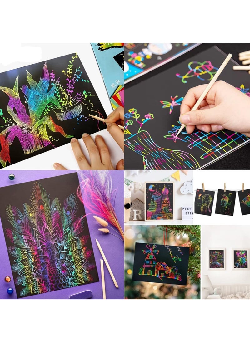 Generic - A scratch drawing notebook, featuring colorful magic scratch-off paper for children aged 3 to 12. The set includes drawing pads filled with vibrant colors that can be scratched off, making it ideal for arts, crafts, and creative activities. - Image 1