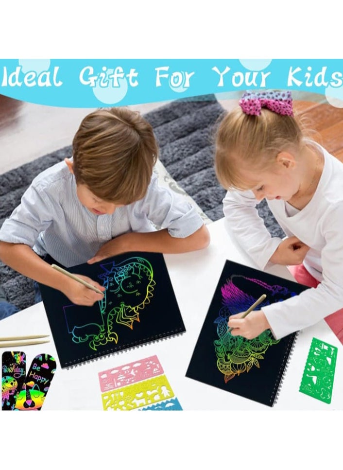 Generic - A scratch drawing notebook, featuring colorful magic scratch-off paper for children aged 3 to 12. The set includes drawing pads filled with vibrant colors that can be scratched off, making it ideal for arts, crafts, and creative activities. - Image 1