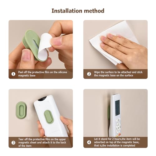 XYOFUN Magnetic Remote Control Holder Wall Mount - 4 Pcs No Drill Self-Adhesive Organizer for Air Conditioner & TV Remotes, Storage Caddy for Televisions Backside - Pink&Green - Image 3